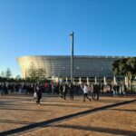 Crowd of fans at an African football stadium